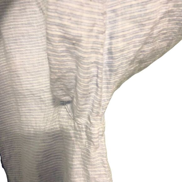 St. Tropez West 100% Linen Blue White Striped Button Down Tunic Shirt Dress in L - Picture 6 of 8